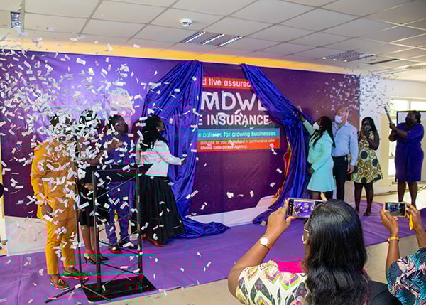Hollard Ghana and GEA throwing confetti at the Asomdwee Insurance Policy launch ceremony