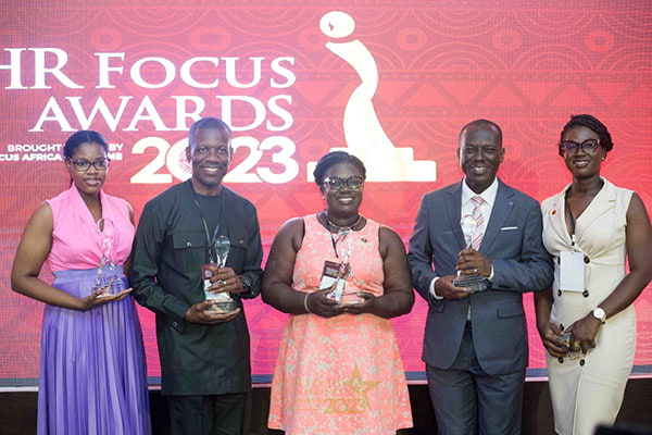 Hollard Ghana on stage with their award for Best Organisation in Employee Branding at HR Focus Conference and Awards