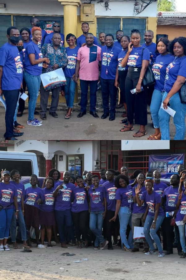 Hollard Ghana's Hollardites celebrating National Insurance Awareness Day with a nationwide market storm
