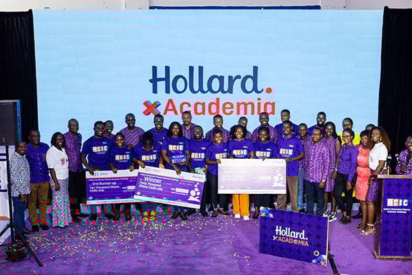 Hollard Ghana and winners Jnelp Innovations on stage with their award