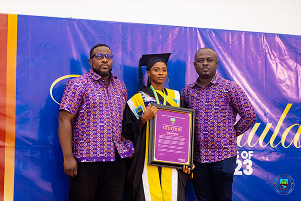 Hollard Ghana and University of Energy and Natural Resources Valedictorian Sandra Kumah with her citation
