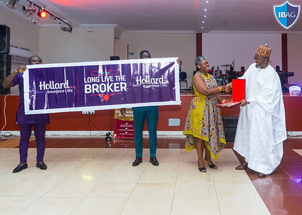 Hollard Insurance accepting their award for Most Broker Friendly and Supportive Insurer at the IBAG Conference