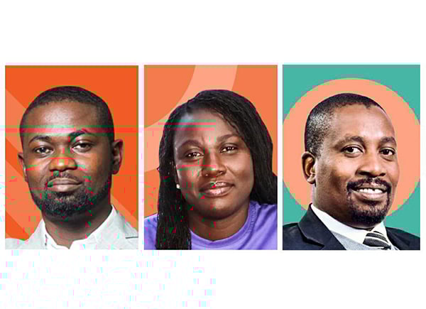 Portraits of Martison Obeng-Adjei, Dorothy Salifu and Godwin Mashiri