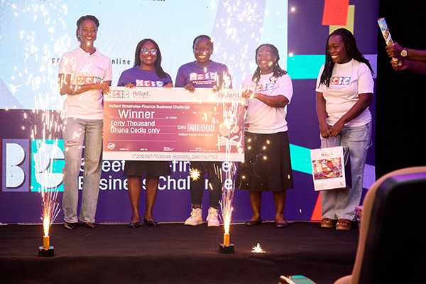 The winners of the Streetwise Finance Business Challenge on stage with their award